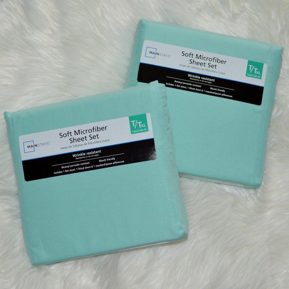 2 DORM SHEET SETS twin xl, Tiffany Blue